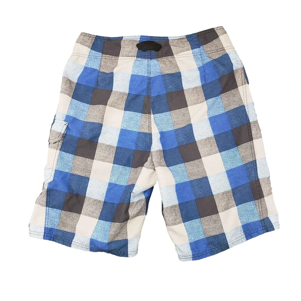 Vans Boardshorts Mens 32 Blue‎ Plaid Y2K Swim Trunks Surfing Skater Beach Cargo